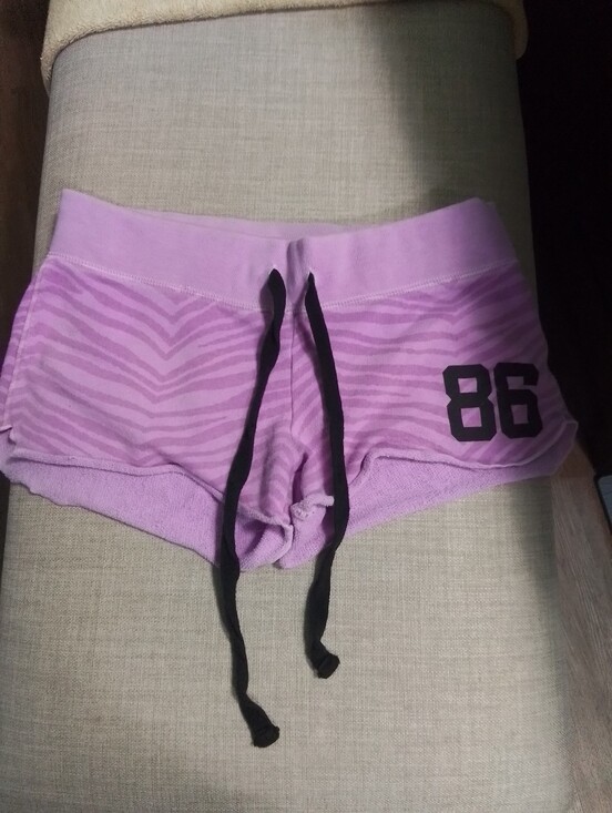 PINK Victoria's Secret Pants - Vintage Pink Victorias Secret Lavender Zebra Print Lounge Shorts with Drawstring